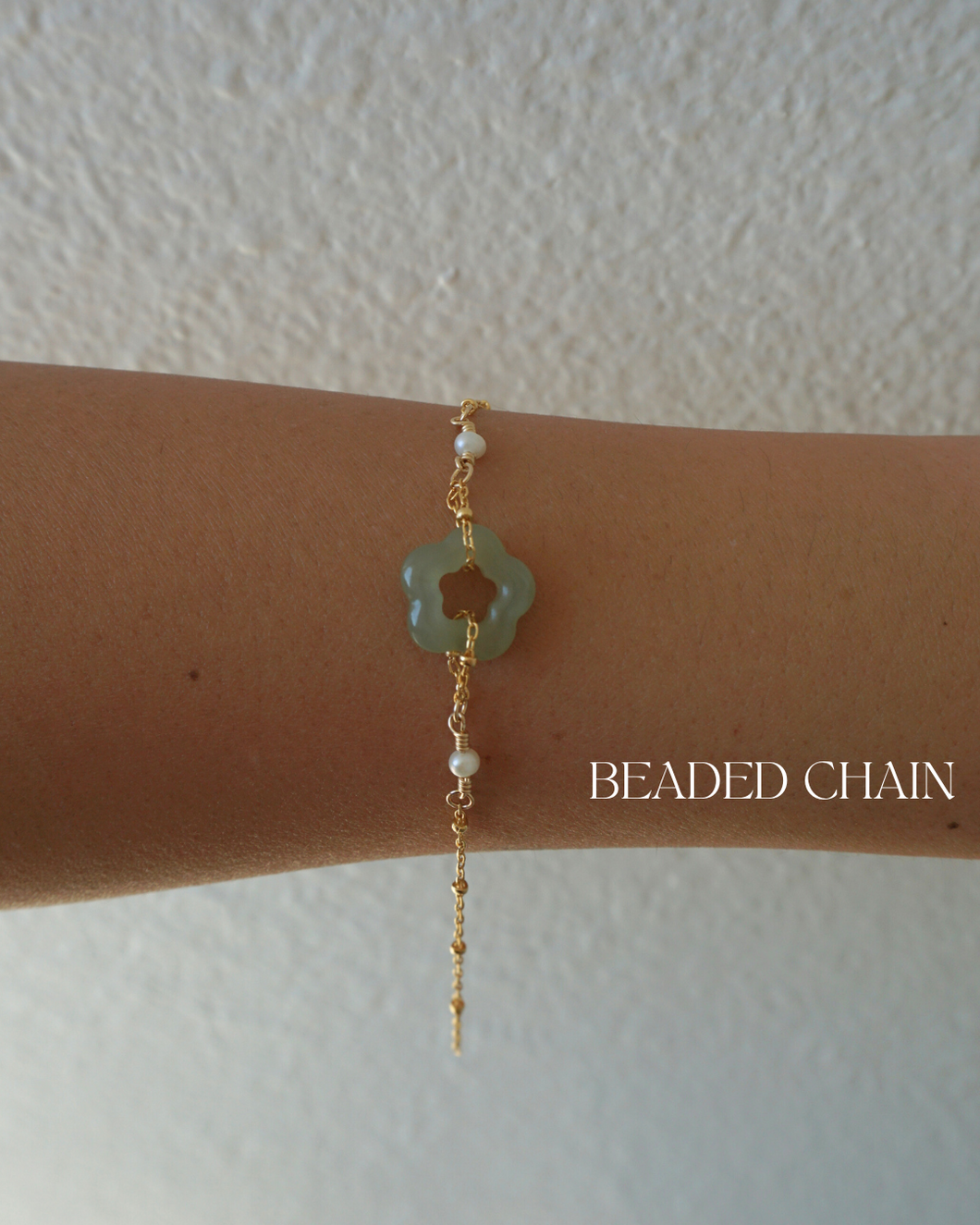 Flower Jade Bracelet + PEARLS