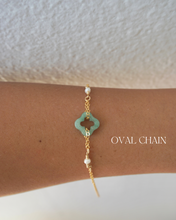 Load image into Gallery viewer, Clover Jade Bracelet + PEARLS
